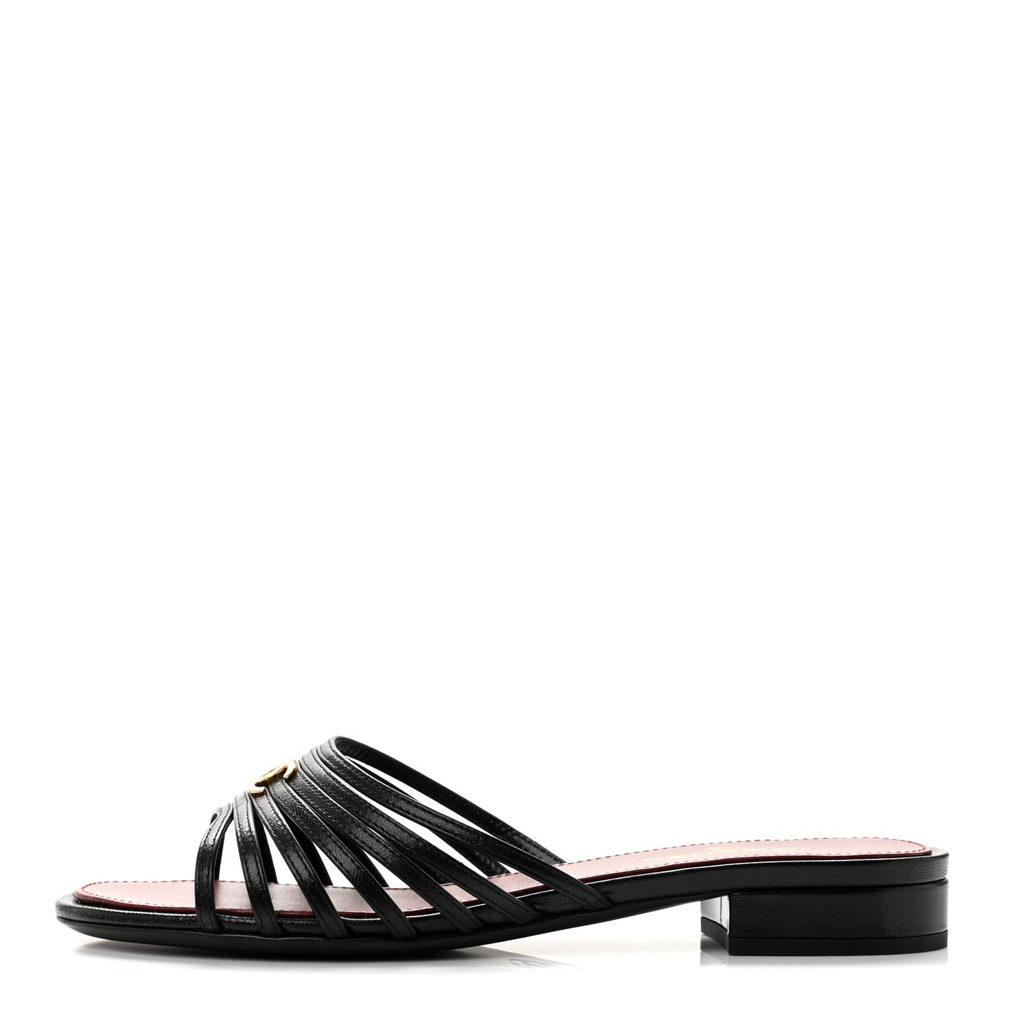 Goatskin Caged CC Slide Sandals 35.5 Black
