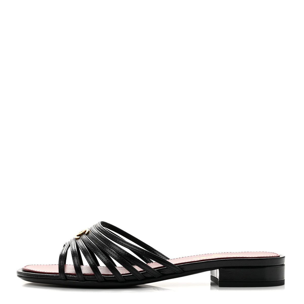 Chanel Goatskin Caged CC Slide Sandals 35.5 Black 1 of 9