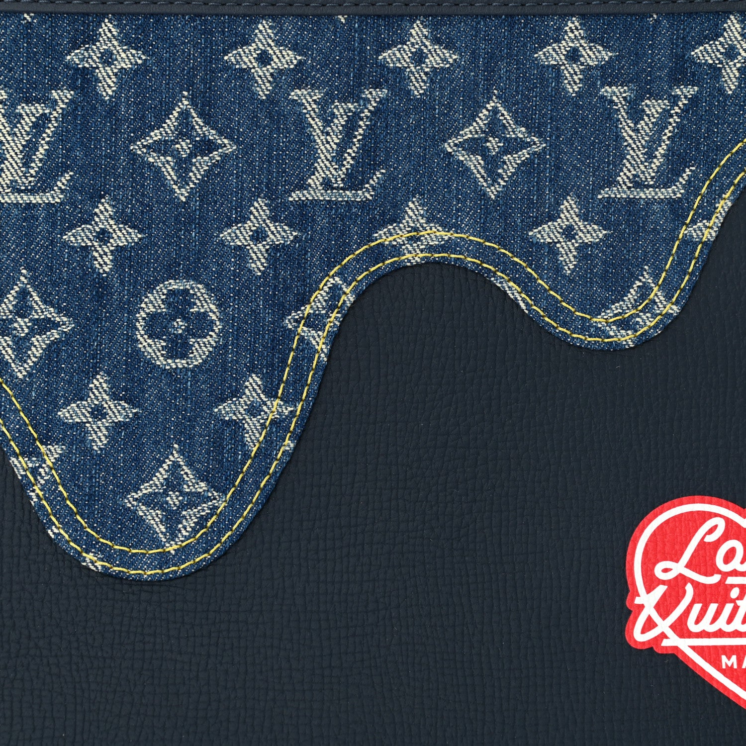 Louis Vuitton X NIGO Taurillon Monogram Denim Drip Pochette Voyage MM Blue 7 of 9