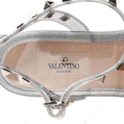Valentino Garavani PVC Jelly Glitter Rockstud Caged Sandals 41 SIlver 5 of 8