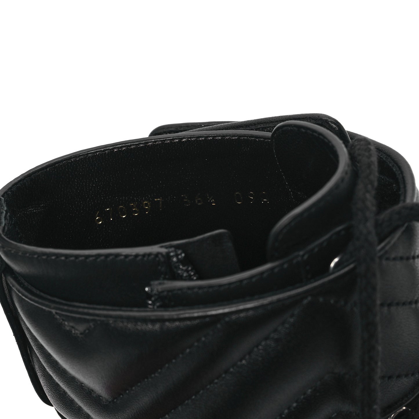 Flores Calfskin Nappa Matelasse GG 40mm Ankle Boots 36.5 Black