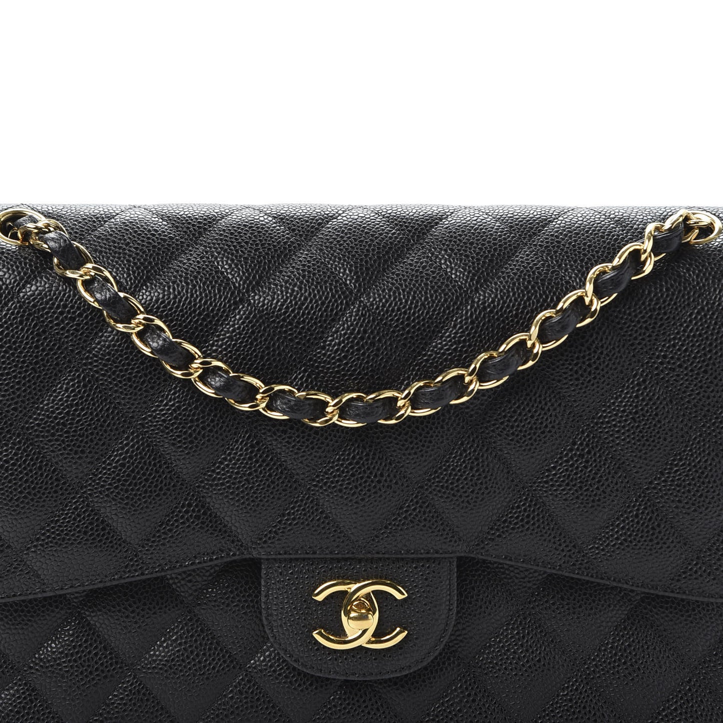 Caviar Quilted Jumbo Double Flap Black