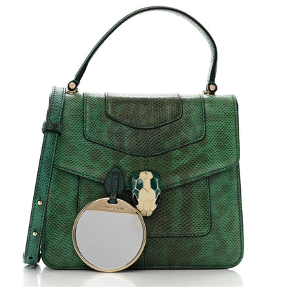 Bulgari Shiny Karung Serpenti Forever Top Handle Green 3 of 14