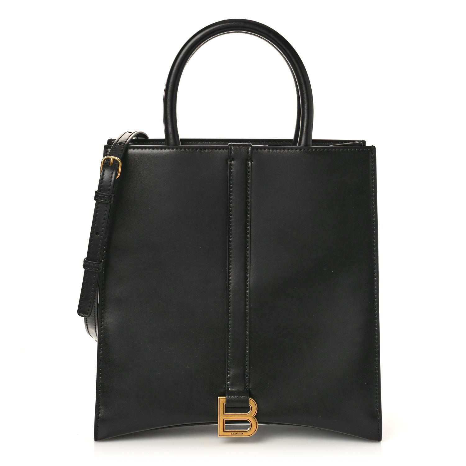 Balenciaga Shiny Box Calfskin Hourglass Tote Black 1 of 10