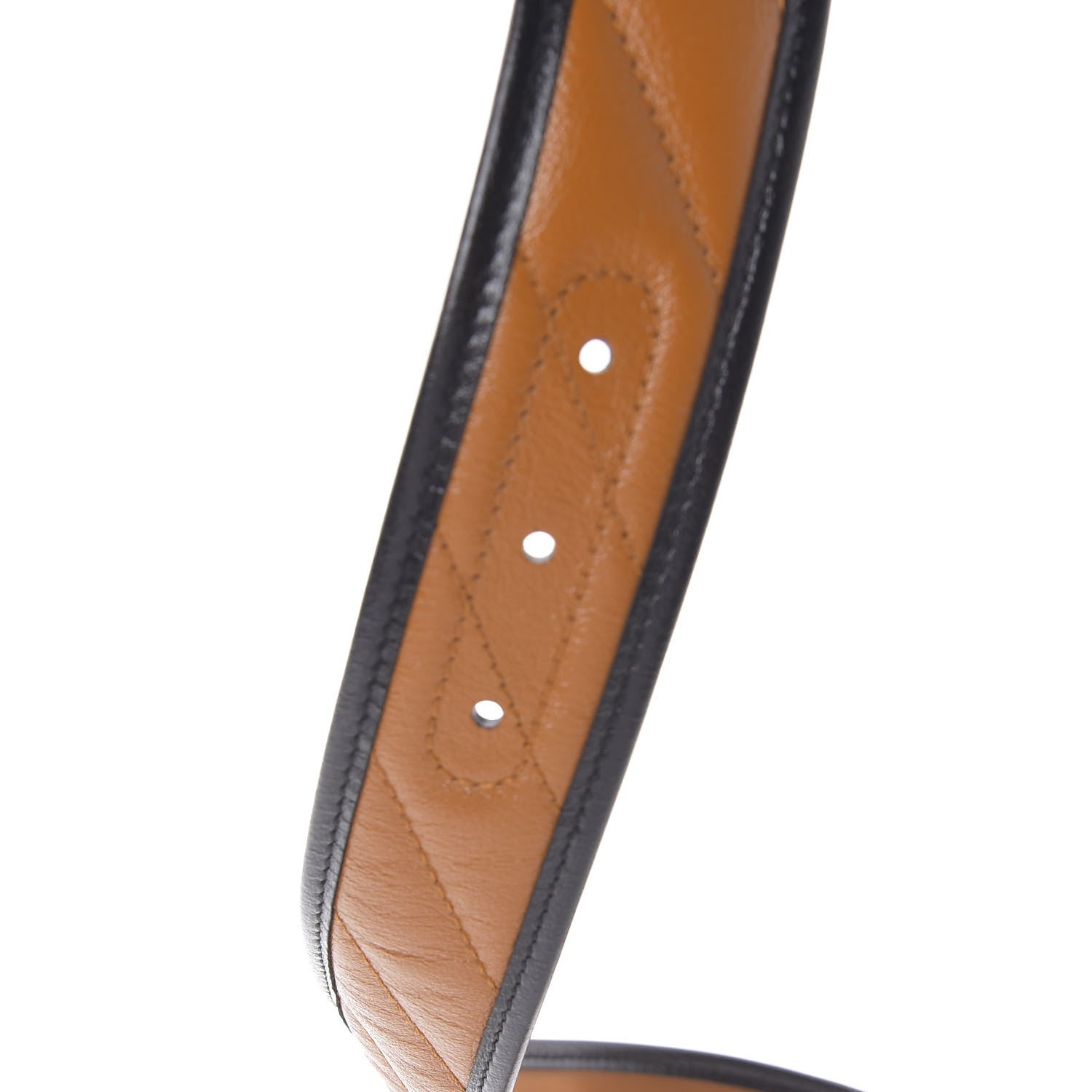 Gucci Azalea Calfskin Matelasse Diagonal Torchon Double G 40mm Belt 75 30 Cognac Black 3 of 5