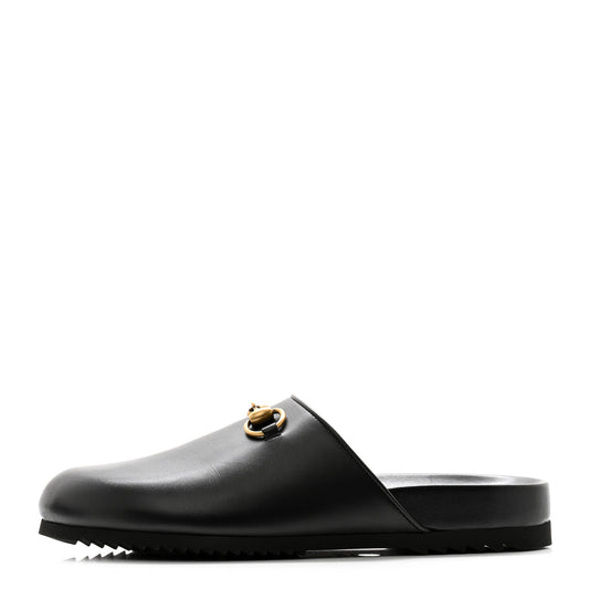Jakarta Calfskin Womens Horsebit Slippers 40 Black