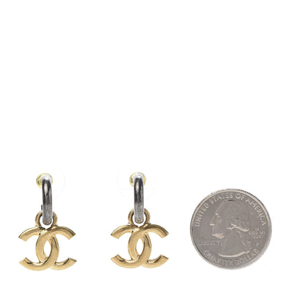 Chanel Metal Drop CC Earrings Ruthenium Gold 2 of 5