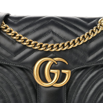Gucci Calfskin Matelasse Small GG Marmont Shoulder Bag Black 8 of 13