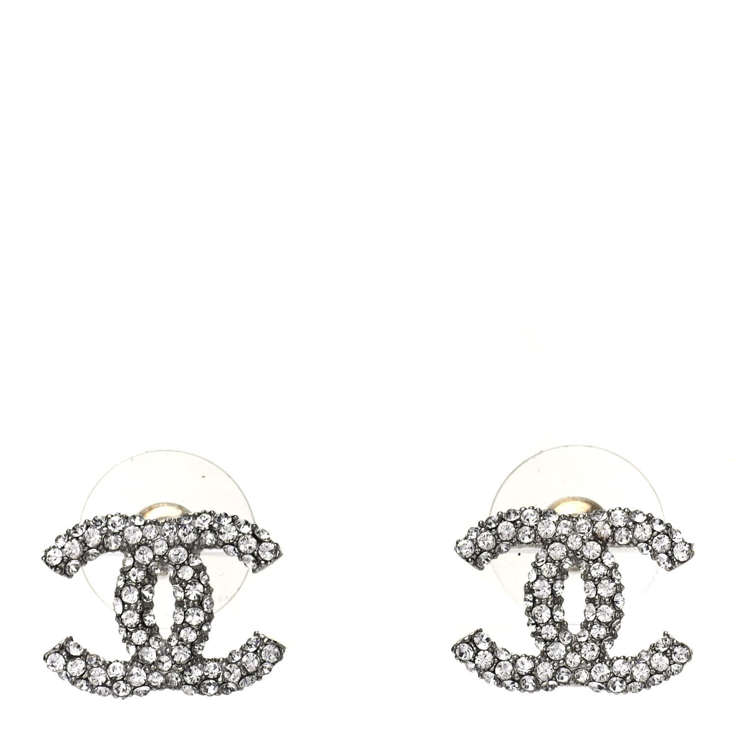 Chanel Crystal CC Earrings Silver 1 of 4