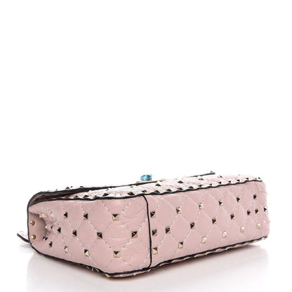 Valentino Garavani Craquele Nappa Medium Rockstud Spike Shoulder Bag Water Rose 5 of 8