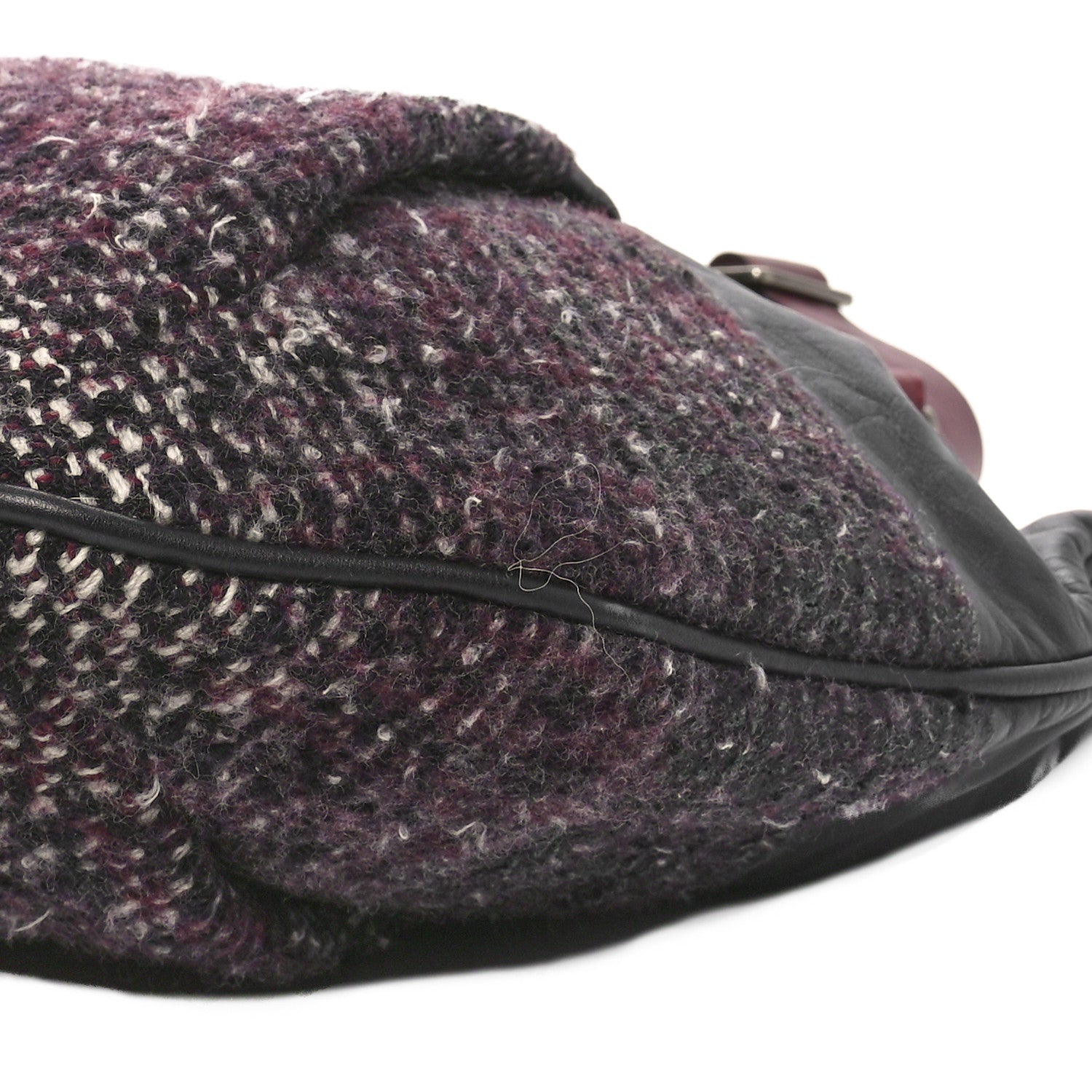 Chanel Calfskin Tweed Coco Pleats Hobo Black Burgundy 10 of 10