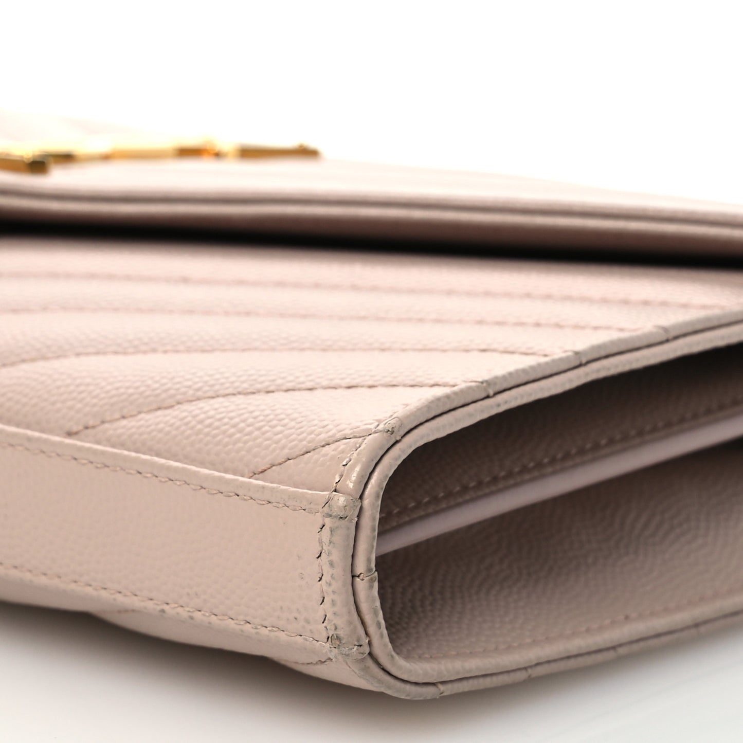 Grain De Poudre Matelasse Chevron Cassandre Envelope Chain Wallet Dark Beige