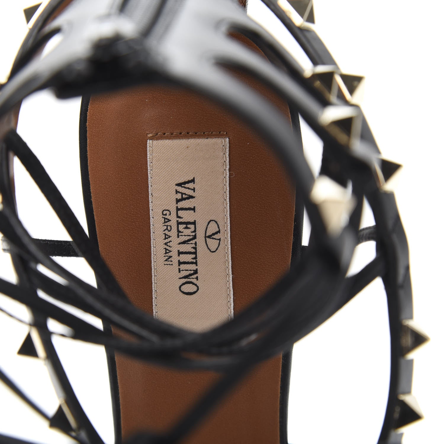 Valentino Garavani Calfskin Rockstud Ankle Wrap Sandals 39.5 Black 7 of 10