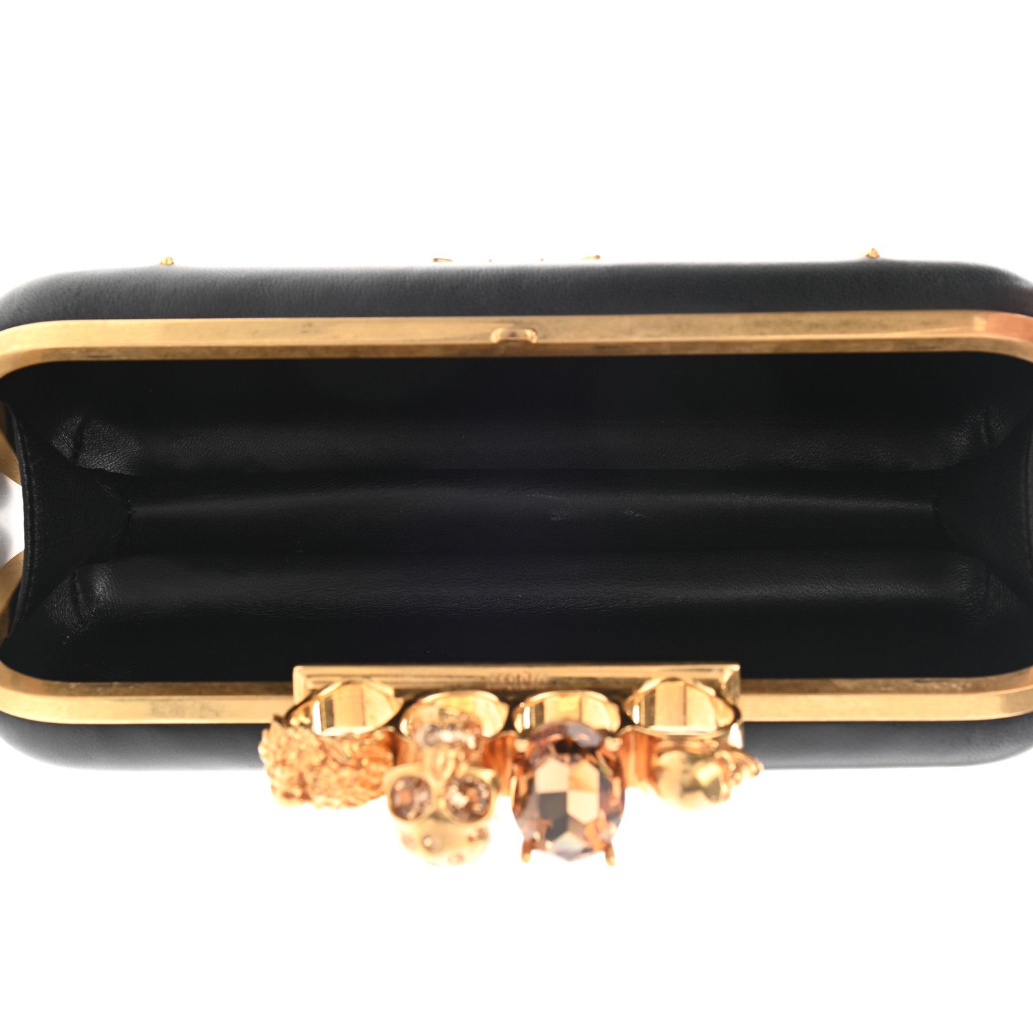 Alexander McQueen Nappa Studded Floral Knuckle Box Clutch Black 5 of 12