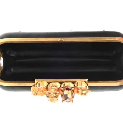 Alexander McQueen Nappa Studded Floral Knuckle Box Clutch Black 5 of 12