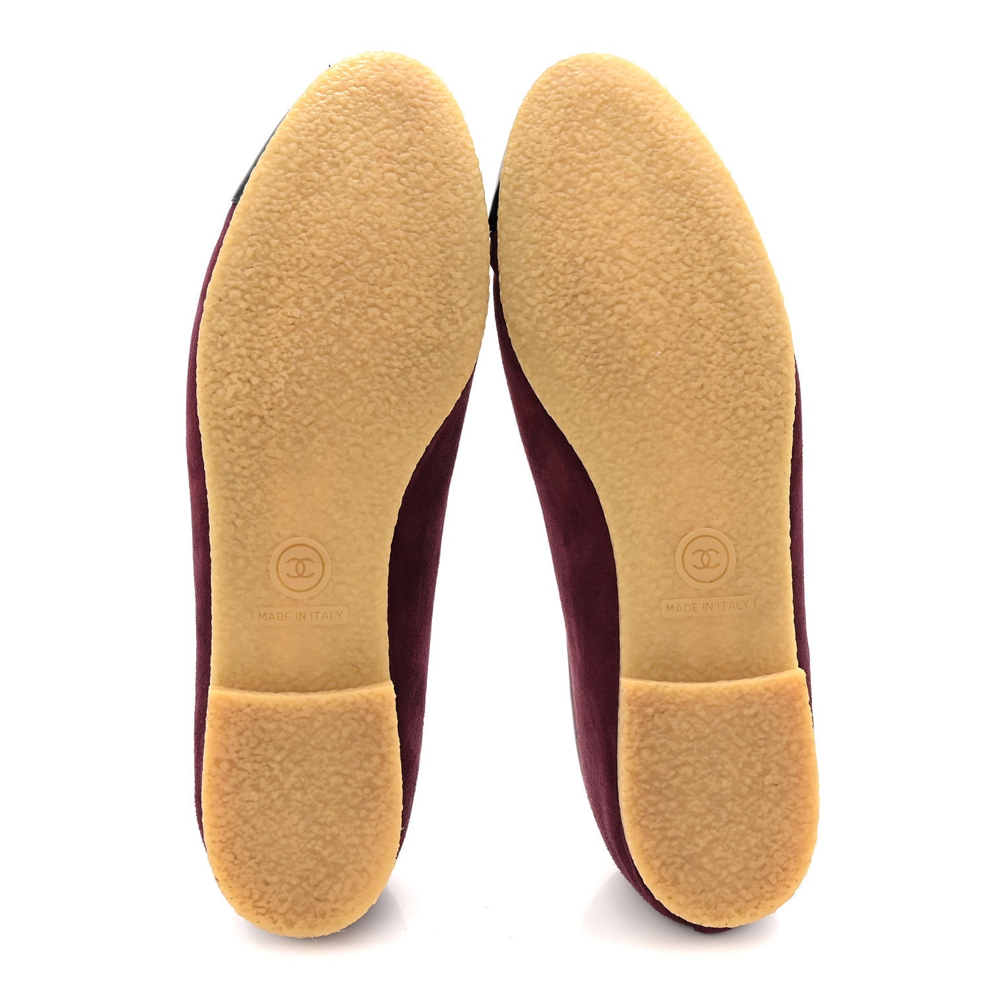 Suede Lambskin Cap Toe CC Ballerina Flats 41 Burgundy Black