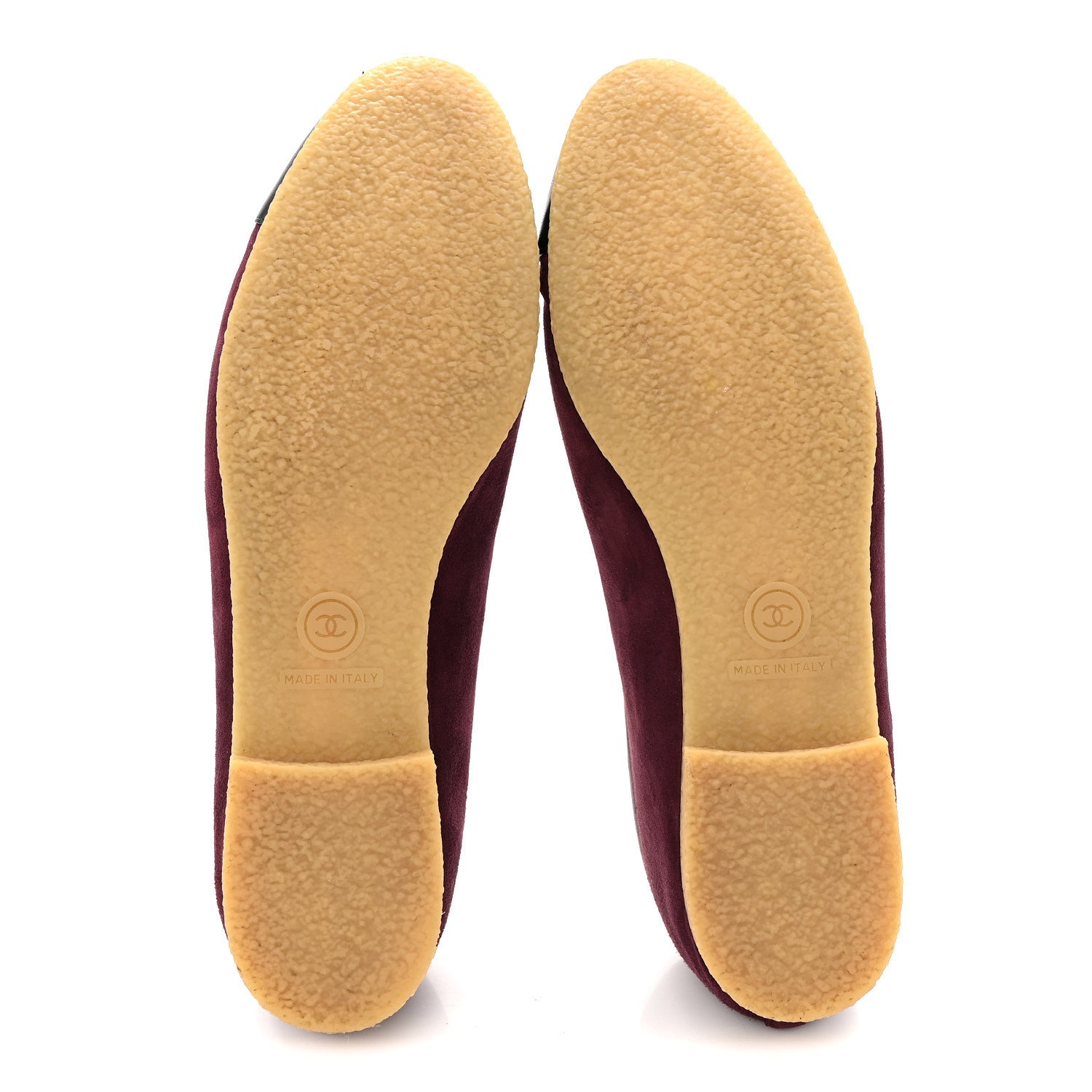 Chanel Suede Lambskin Cap Toe CC Ballerina Flats 41 Burgundy Black 6 of 11