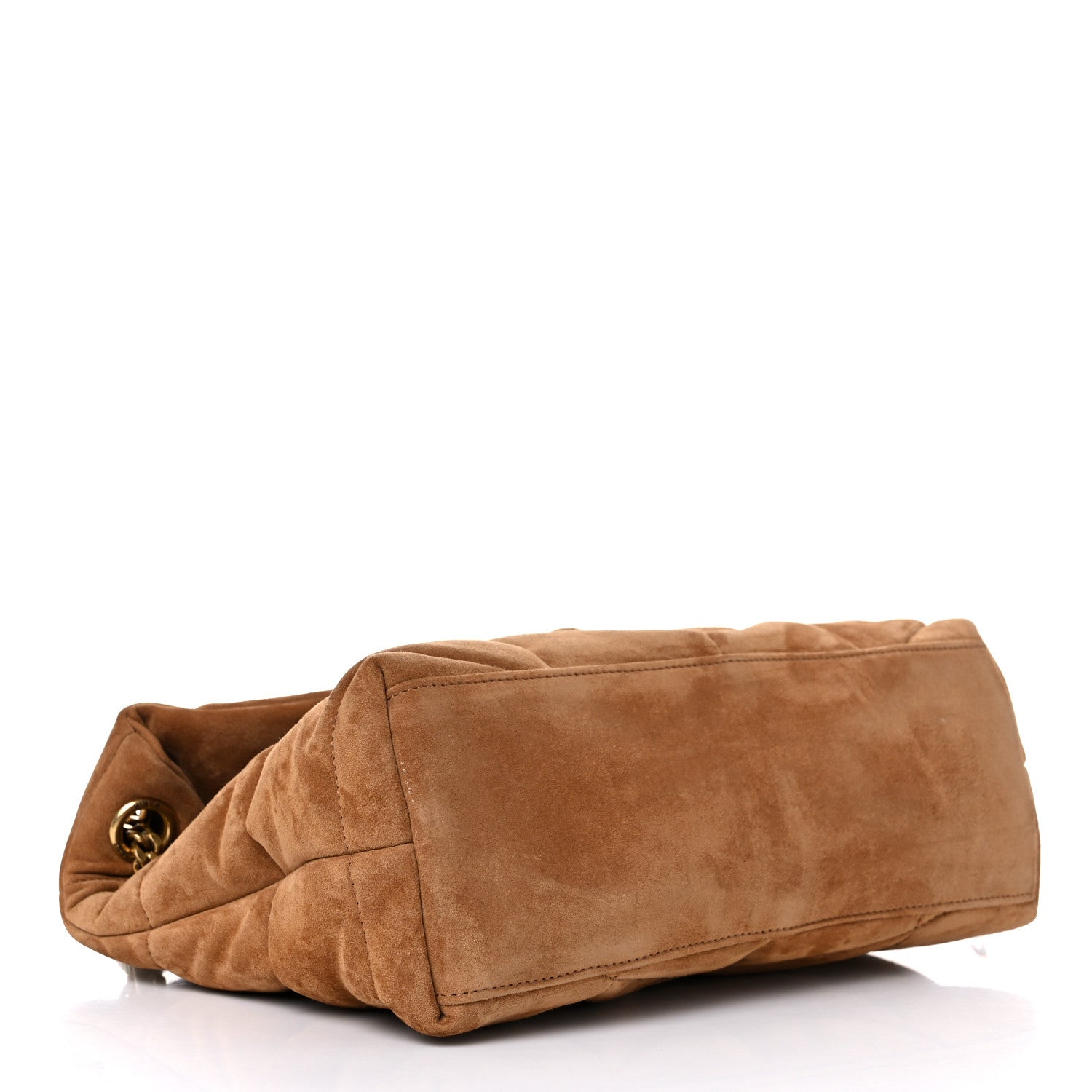 Saint Laurent Suede Calfskin Quilted Small Loulou Puffer Monogram Chain Satchel Cinnamon 4 of 10