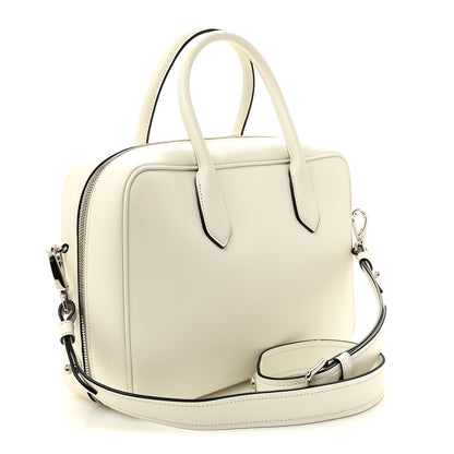 Prada City Calfskin Racing Logo Bowler White Black 3 of 9