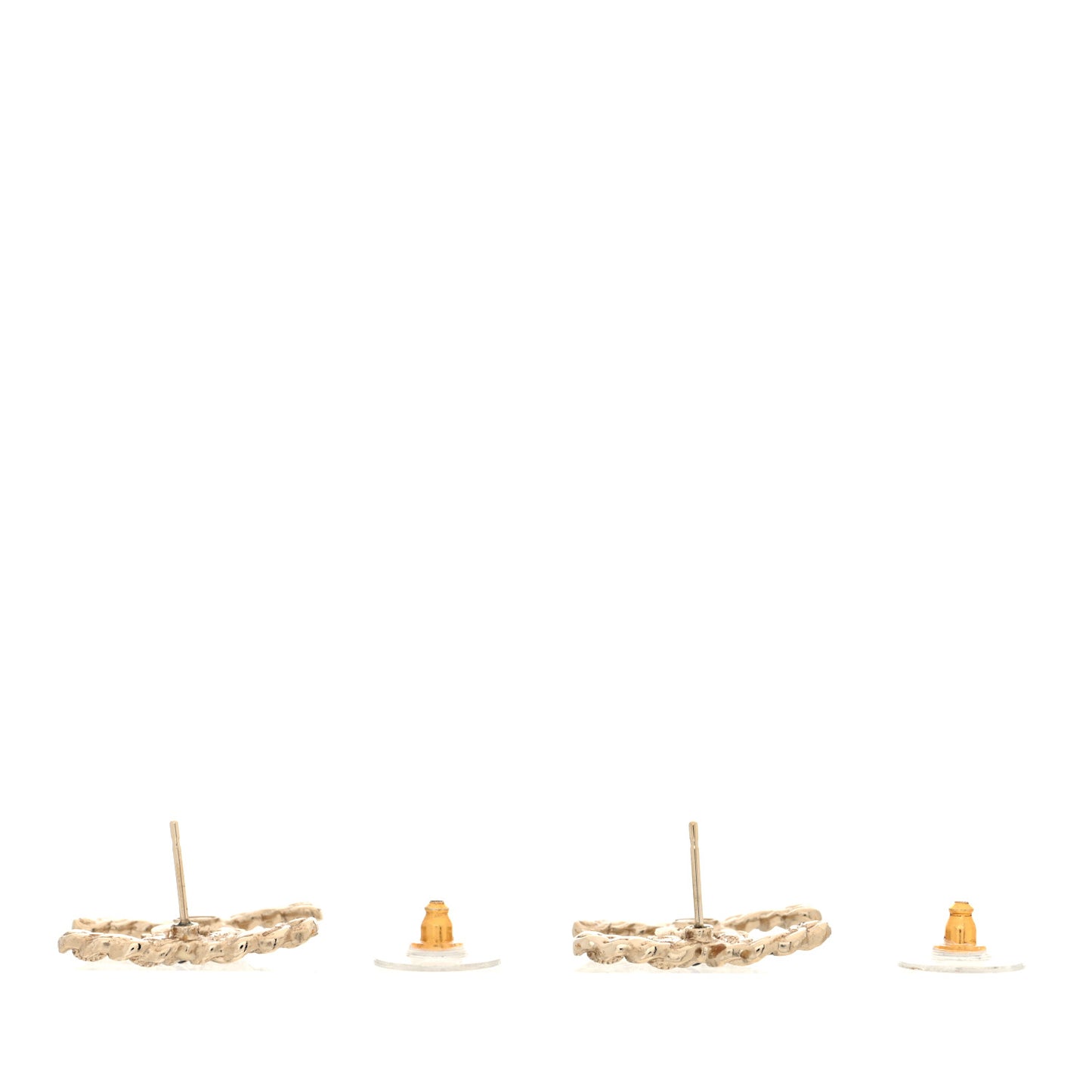 Enamel Metal Chain French New Wave CC Earrings Black Gold