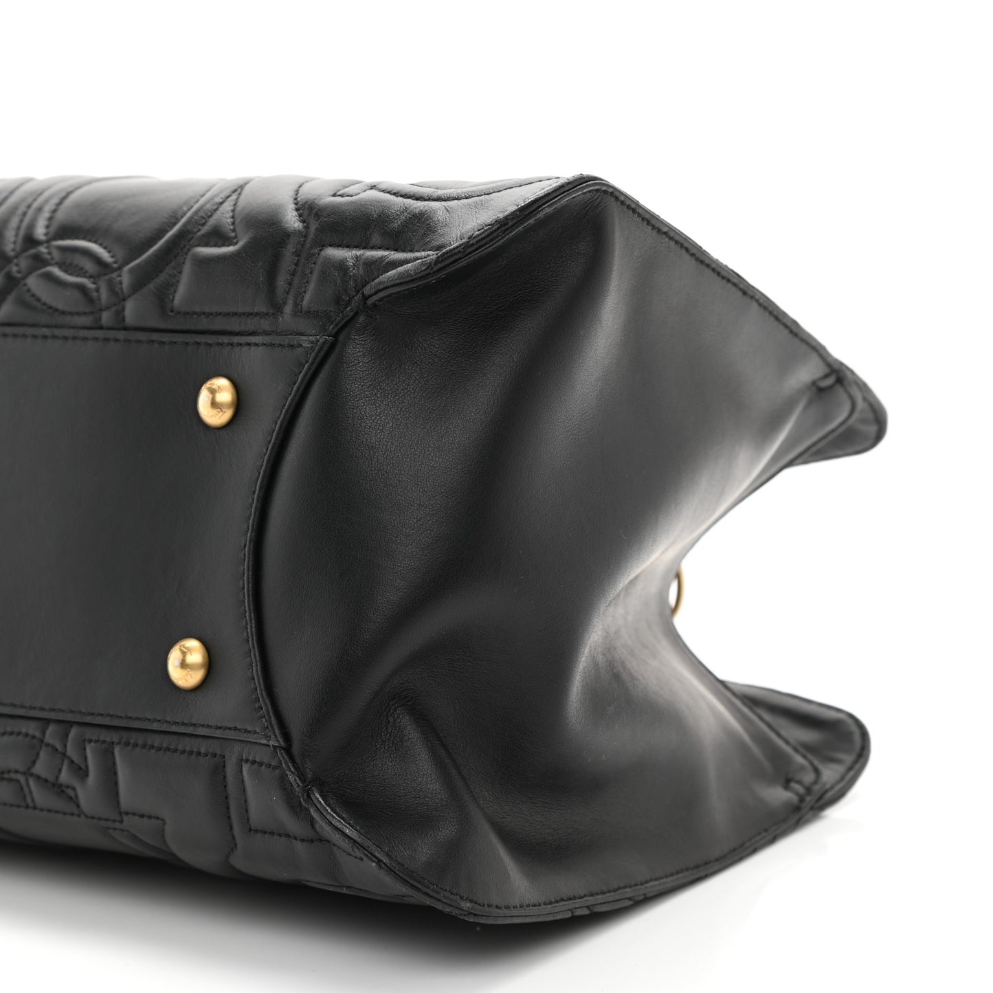 Calfskin Quilted Gancini Shoulder Bag Black