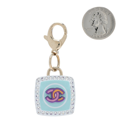 Chanel Metal Resin Crystal CC Key Ring Bag Charm Gold Multicolor 2 of 3