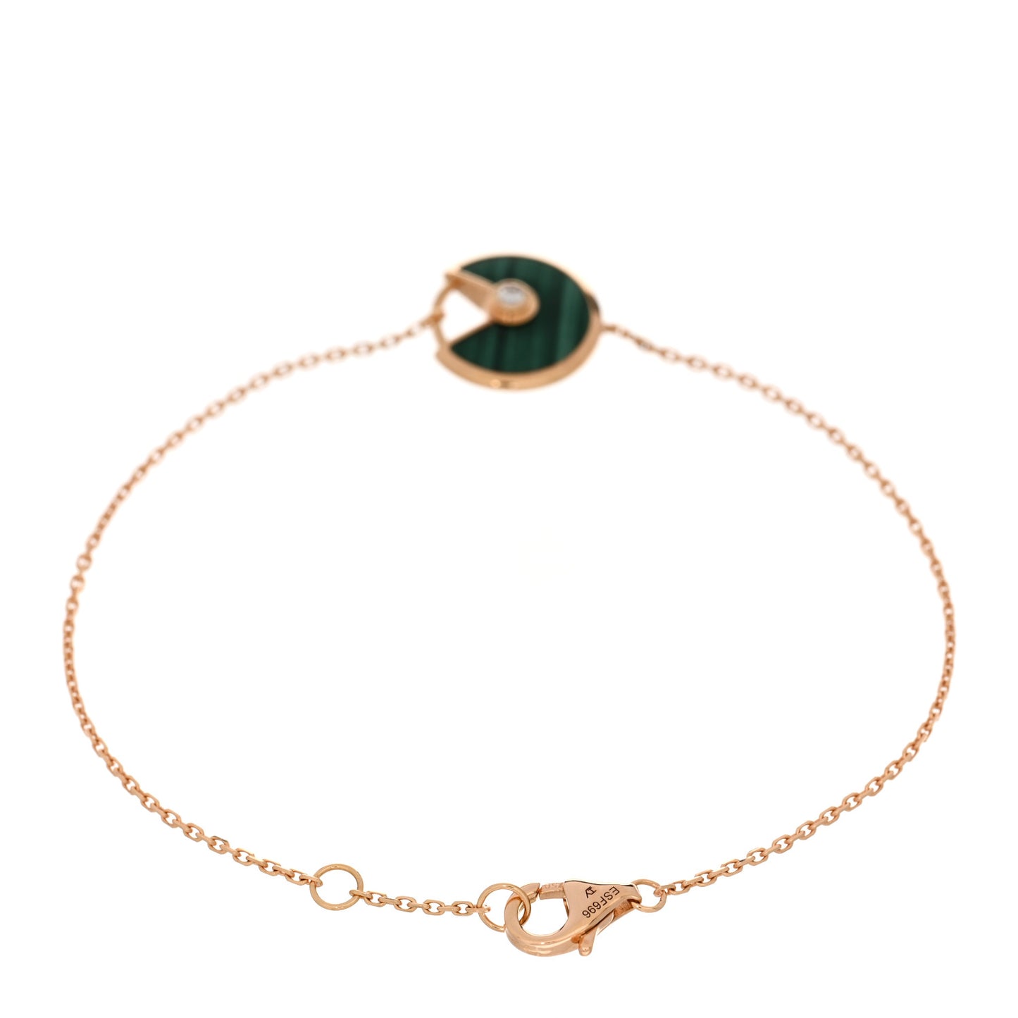 18K Pink Gold Diamond Malachite Amulette de Cartier Bracelet