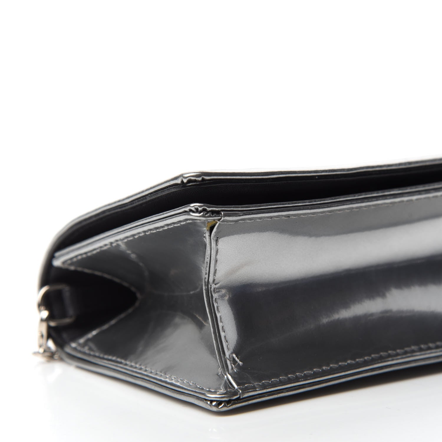 Christian Dior Metallic Patent Micro-Cannage Baby Diorama Flap Bag Silver 6 of 11