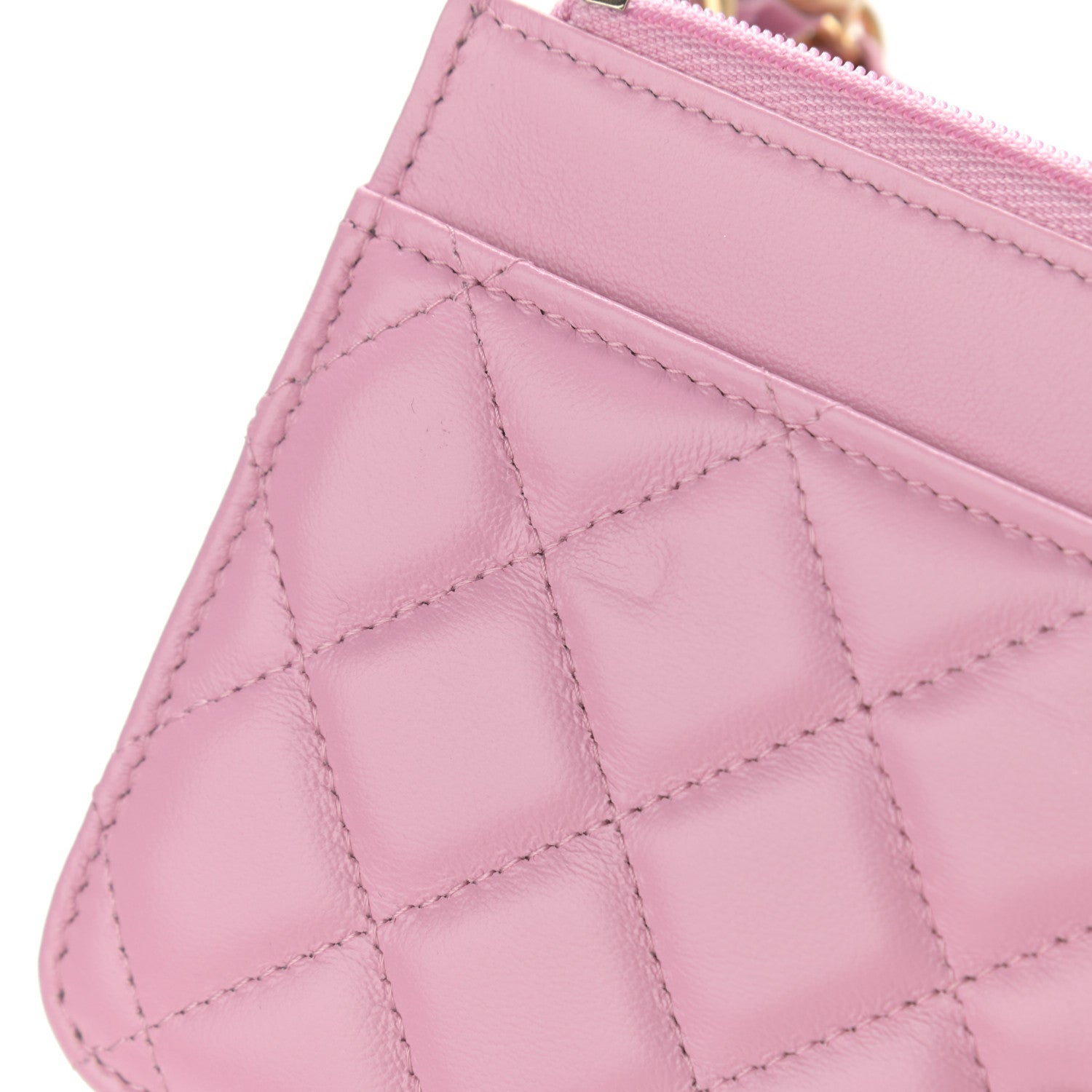 Chanel Lambskin Resin Quilted Wallet On Chain WOC Dark Pink 11 of 14