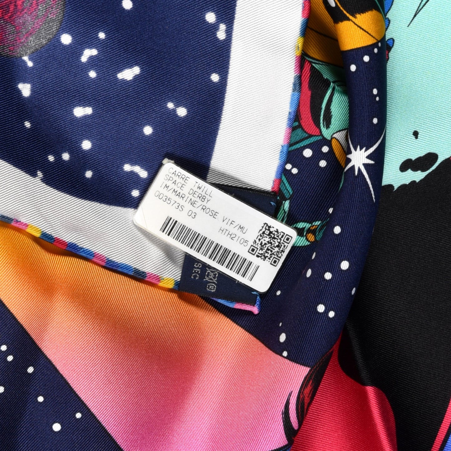 Silk Space Derby Scarf 90 Marine Rose Vif Multicolor