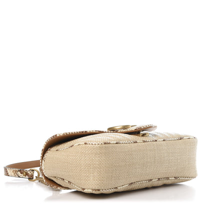 Gucci Raffia Elaphe Matelasse Small GG Marmont Shoulder Bag Natural Cream Brown 4 of 11