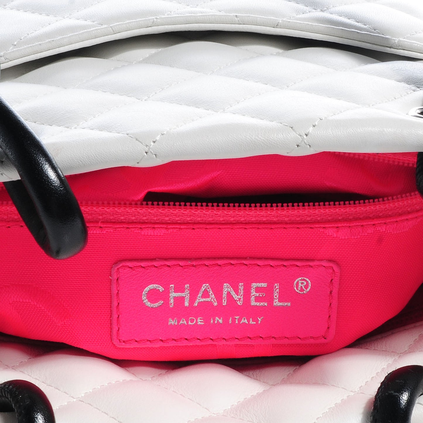 Calfskin Quilted Small Cambon Tote White Black