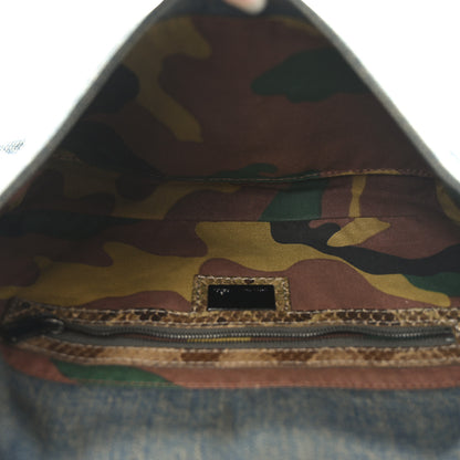 Fendi Denim Snakeskin Baguette Blue 5 of 10