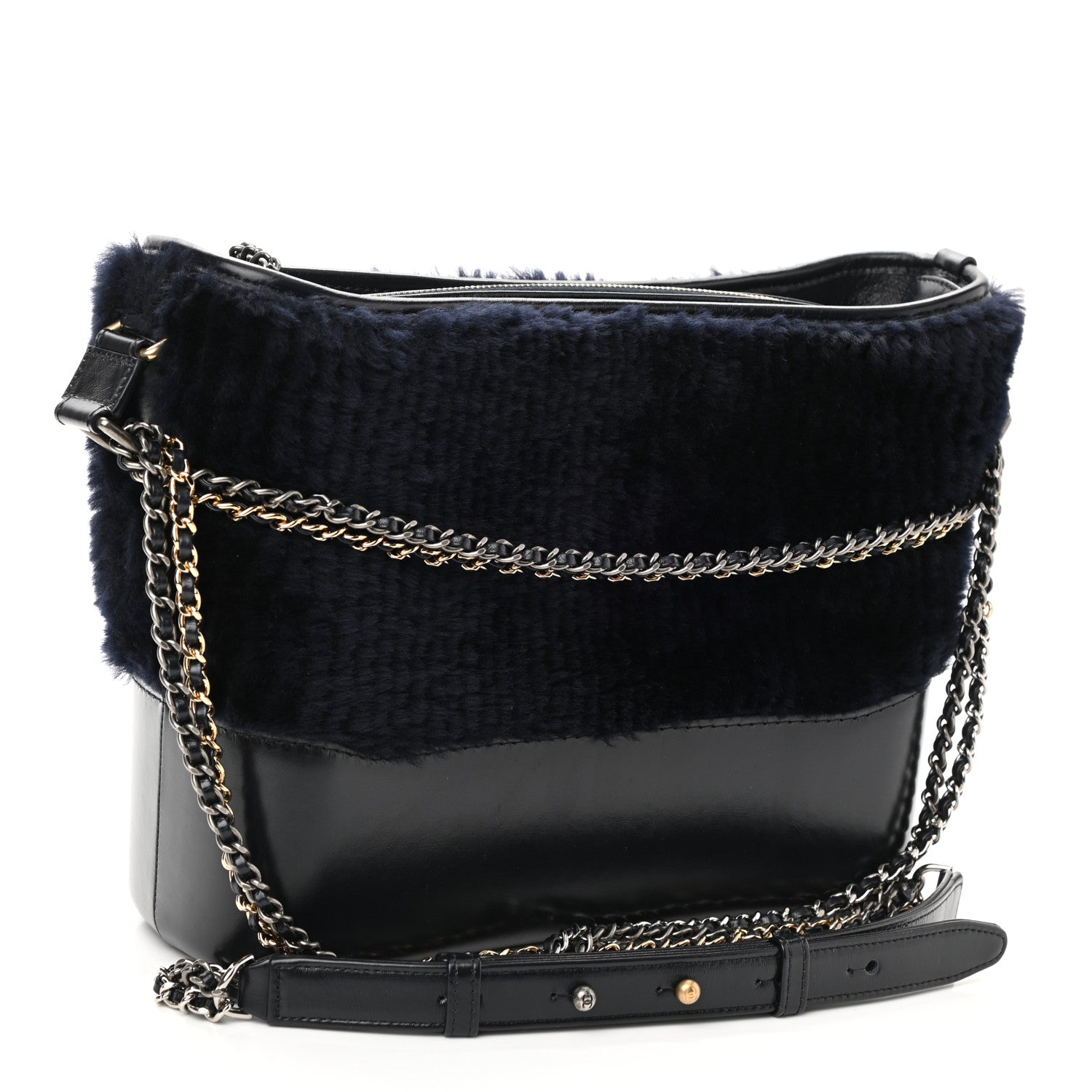 Chanel Shearling Medium Gabrielle Hobo Navy 3 of 10