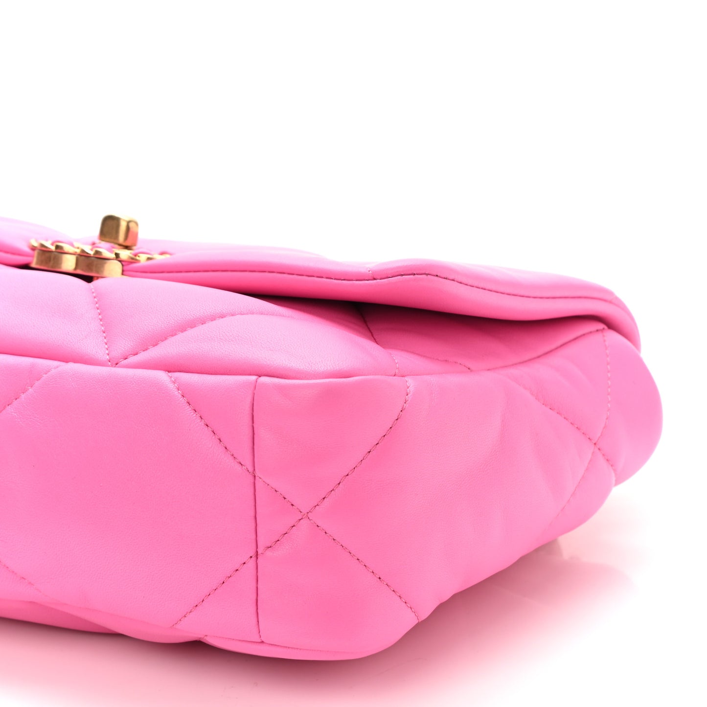 Shiny Lambskin Quilted Medium Chanel 19 Flap Neon Pink