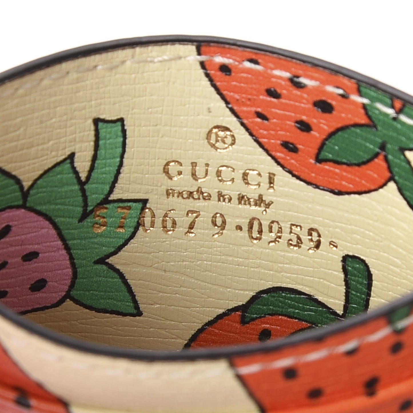 Calfskin Strawberry Print Zumi Case Case Ivory Red
