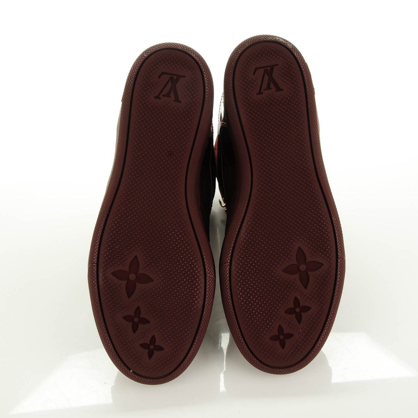 Calfskin Patent Suede Monogram Cliff Top Wedge Sneakers 39 Bordeaux