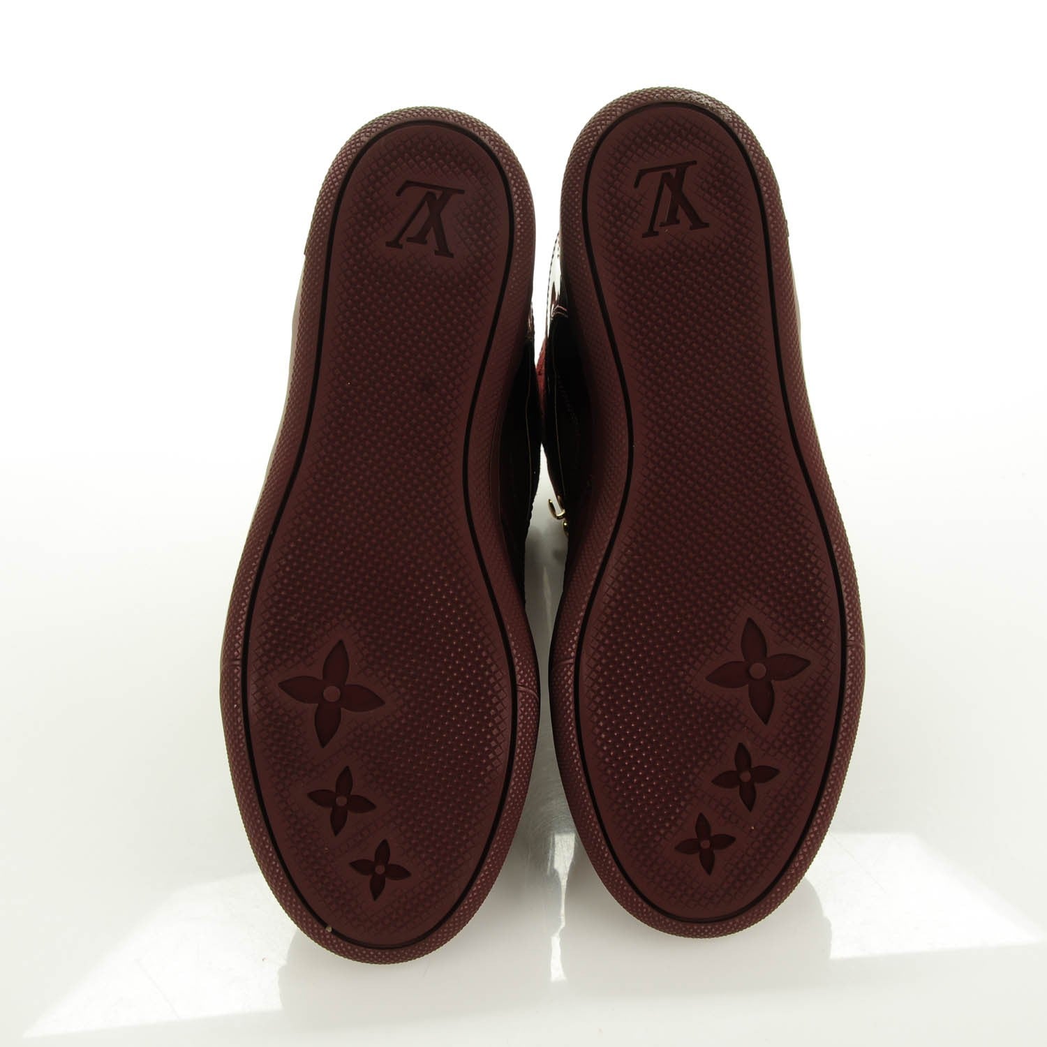Louis Vuitton Calfskin Patent Suede Monogram Cliff Top Wedge Sneakers 39 Bordeaux 5 of 9