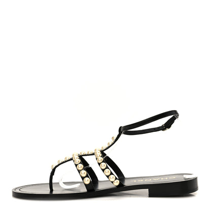 Chanel Silk Satin Quilted Chain Sandals 35 Black 42 Black 1 of 10