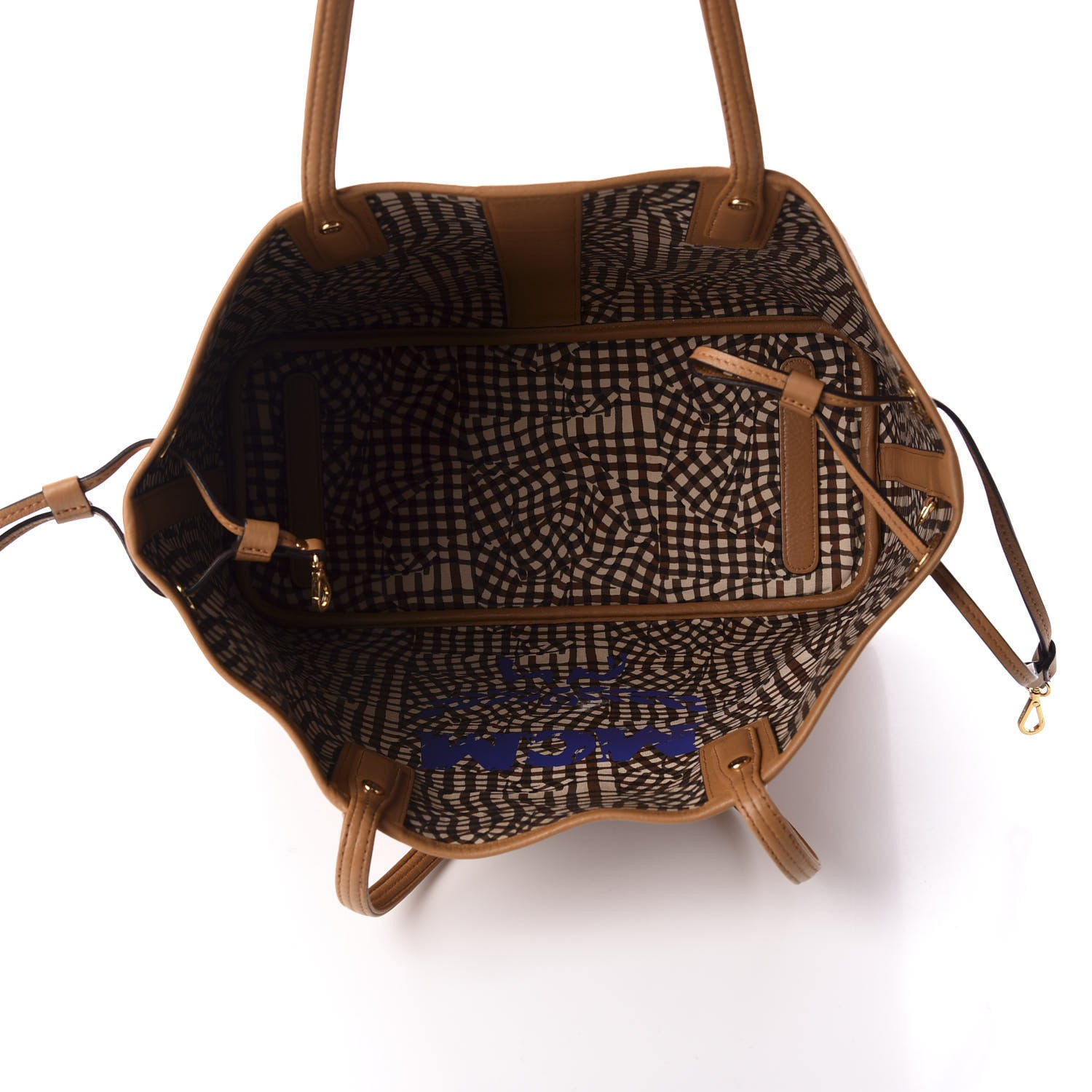 MCM Visetos Medium Liz Reversible Shopper Tote Cognac 6 of 9