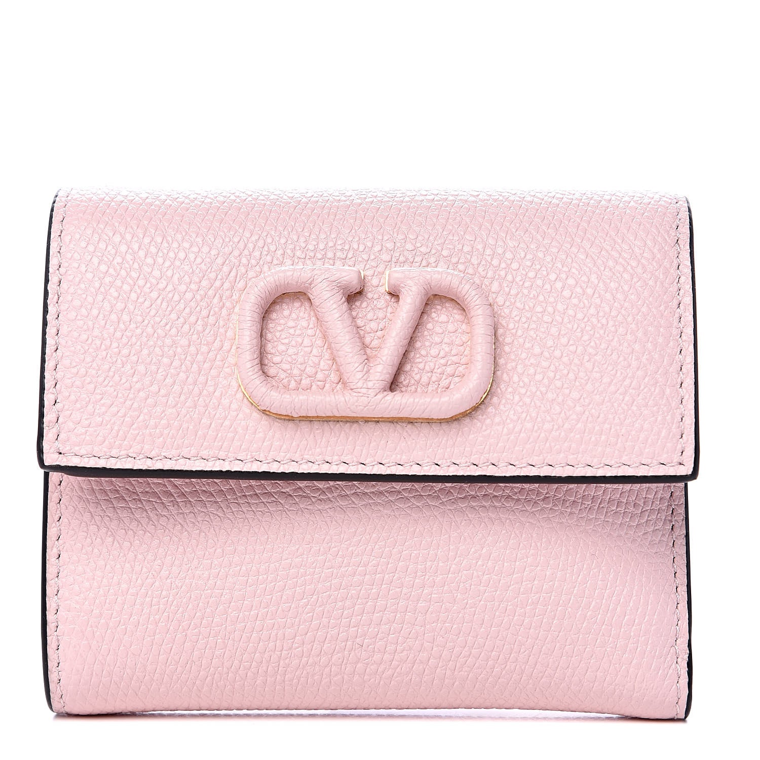 Valentino Garavani Grainy Calfskin VSling Compact Wallet Water Rose 1 of 8