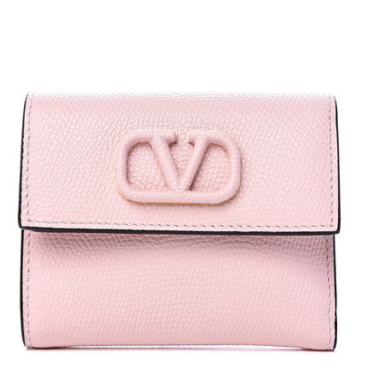 Valentino Garavani Grainy Calfskin VSling Compact Wallet Water Rose 1 of 8