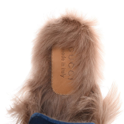 Gucci Velvet Fur Dragon Embroidered Mens Princetown Slippers 6 Zaffre Dark Zaffre 7 of 9