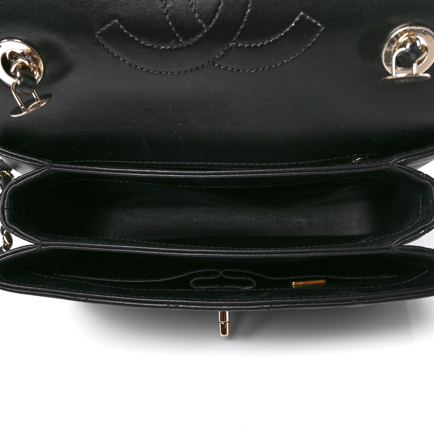 Lambskin Quilted Small Trendy CC Dual Handle Flap Bag Black