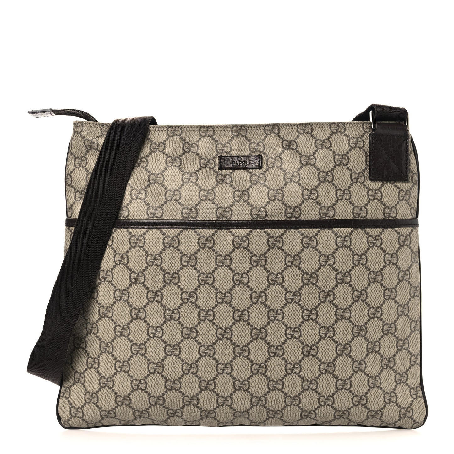 GG Plus Monogram Medium Flat Messenger Bag Dark Brown