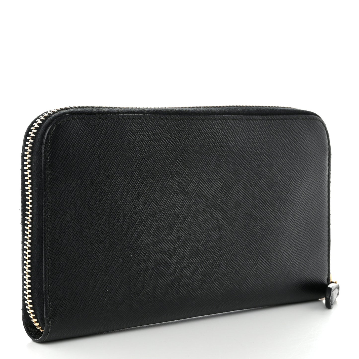 Saffiano Metal Zip Around Wallet Black