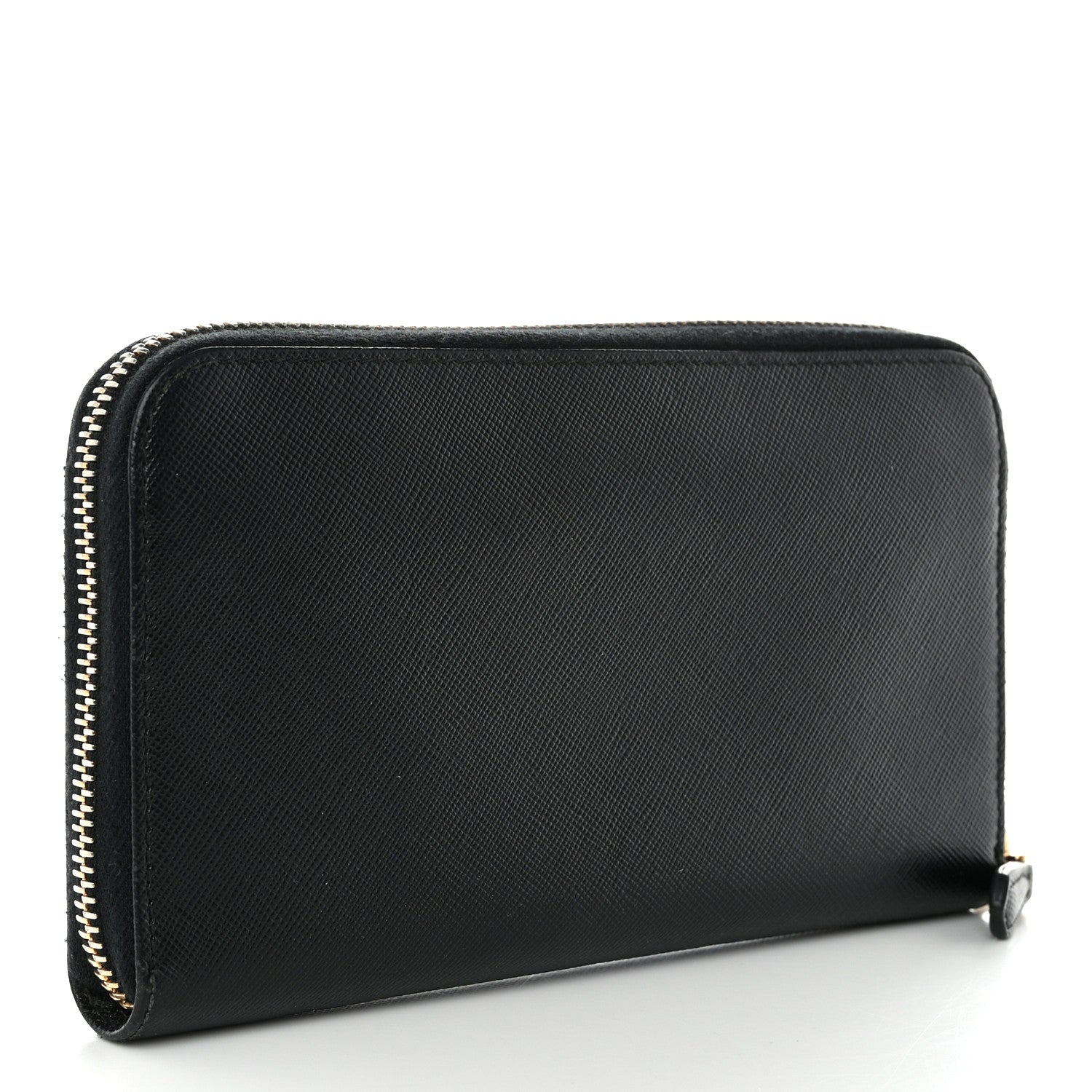 Prada Saffiano Metal Zip Around Wallet Black 3 of 15
