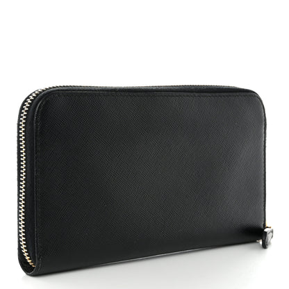 Prada Saffiano Metal Zip Around Wallet Black 3 of 15