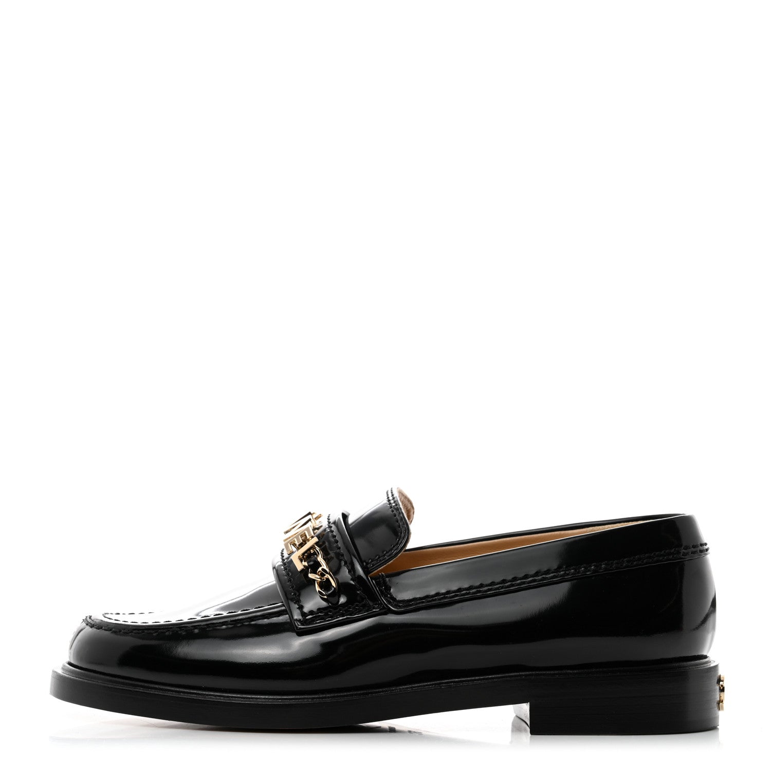 Chanel Shiny Calfskin Logo Loafers 36 Black 1 of 8