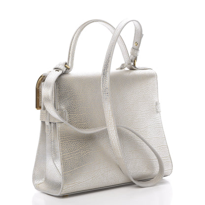 Delvaux Metallic Crispy Calfskin MM Metal Frame Tempete Satchel Antique Silver 4 of 11